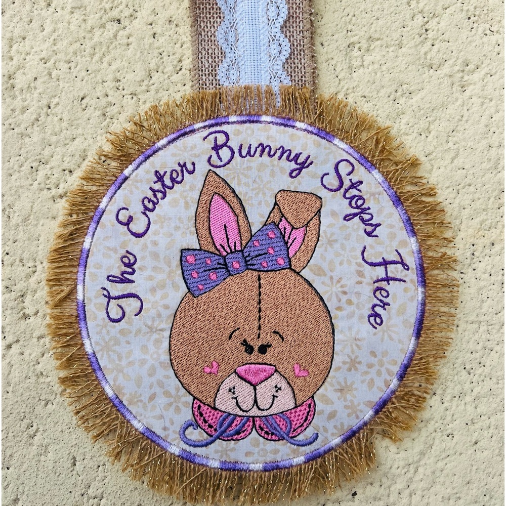 Original Cute Embroidered Bunny Door Hanger